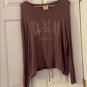 Lavender colored long sleeve “wildflowers” shirt